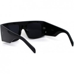 Square Thick Plastic Temple Flat Top Square Rectangular Mob Sunglasses - All Black - C319624C55X $12.06