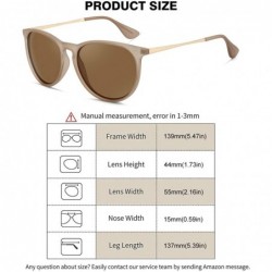 Aviator Polarized Sunglasses for Women Vintage Retro Round Mirrored Lens - Beige Frame Brown Lens - CD18RLOQ2GO $10.10