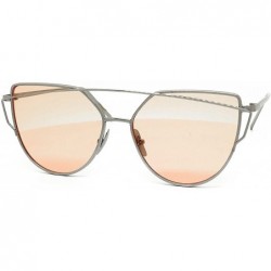 Cat Eye 842-1 Premium Oversized Cat Eye Tinted Flat Metal Frame Women Sunglasses - Silver/Pink - C018O9INDED $18.02