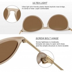 Aviator Polarized Sunglasses for Women Vintage Retro Round Mirrored Lens - Beige Frame Brown Lens - CD18RLOQ2GO $10.10