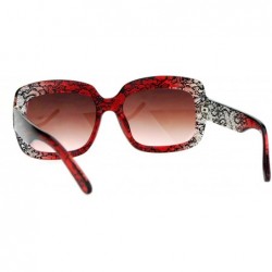 Rectangular Lace Print Rectangular Thick Plastic Butterfly Sunglasses - Red Lace - CO12OBKWSZF $15.58