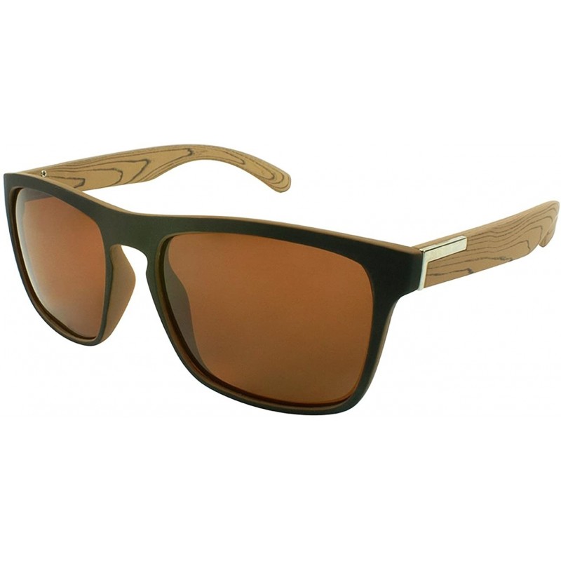 Square Two Tone Square Plastic Sunglasses w/Polarized Lens 540825TT-P - Matte Brown Matte Black - CZ12N7DTOYL $10.48
