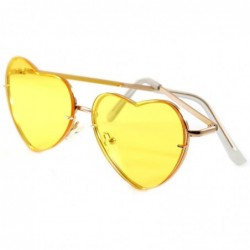 Rimless Women's Rimless Metal Tinted/Gradient Flat Lens Heart Sunglasses A024 - Yellow Tinted - CJ186DZKQ8I $25.19