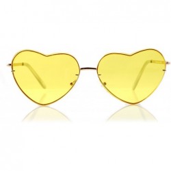Rimless Women's Rimless Metal Tinted/Gradient Flat Lens Heart Sunglasses A024 - Yellow Tinted - CJ186DZKQ8I $15.45