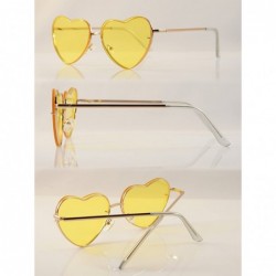 Rimless Women's Rimless Metal Tinted/Gradient Flat Lens Heart Sunglasses A024 - Yellow Tinted - CJ186DZKQ8I $15.45