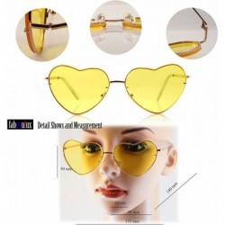 Rimless Women's Rimless Metal Tinted/Gradient Flat Lens Heart Sunglasses A024 - Yellow Tinted - CJ186DZKQ8I $15.45