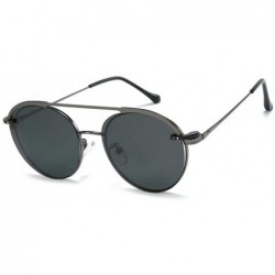 Round 2020 Men's Fashion Set Mirror Polarized One Mirror Multipurpose Retro Fashion Metal Ladies Sunglasses - Gun - CQ193EZW3...