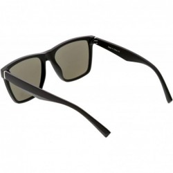 Wayfarer Modern Metal Accents Wide Arms Mirror Square Lens Horn Rimmed Sunglasses 53mm - Matte Black / Blue Mirror - CJ188KCL...