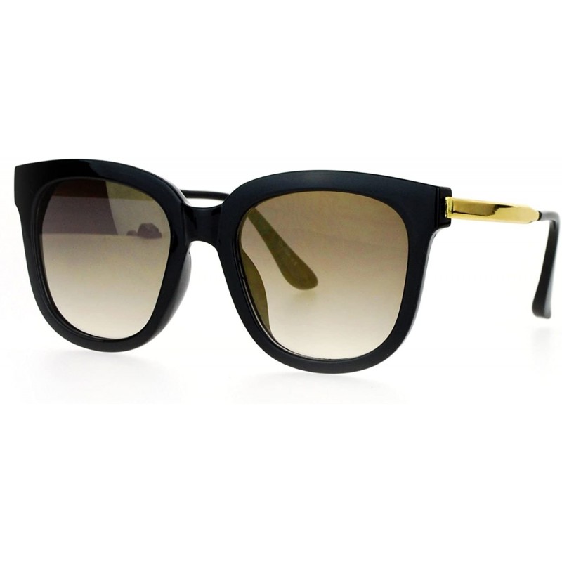 Oversized Womens Fashion Sunglasses Oversized Square Hipster Frame Mirror Lens - Black (Gold Mirror) - CK188GC2ZR8 $8.17