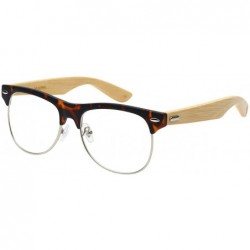 Rimless Semi-Rimless Bamboo Clear UV Lens Sunglasses 540908BM-CL - Matte Demi - CI12N1GZ2GF $23.86