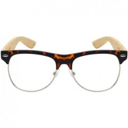 Rimless Semi-Rimless Bamboo Clear UV Lens Sunglasses 540908BM-CL - Matte Demi - CI12N1GZ2GF $11.93