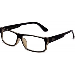 Square "Kayden" Retro Unisex Plastic Fashion Clear Lens Glasses - Black/Brown - CW11EIW4383 $11.56