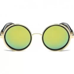Goggle Small Round Polarized Sunglasses Mirrored Lens Unisex Glasses 2019 - Gold Frame/Gold Mirrored Lens - CB18RIXKA5L $15.33