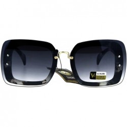 Square Womens Square Sunglasses Rims Behind Lens Vintage Fashion Shades - Ink Brown - CF189ZA0T4C $10.36