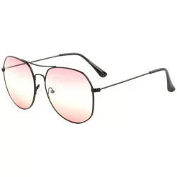 Round Triple Oceanic Color Thin Rim Modern Round Aviator Sunglasses - Pink Black - CC190ET6T2Q $26.66