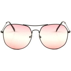 Round Triple Oceanic Color Thin Rim Modern Round Aviator Sunglasses - Pink Black - CC190ET6T2Q $12.44