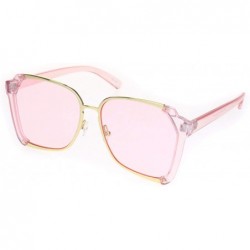 Butterfly Womens Futuristic Flat Lens Designer Fashion Butterfly Sunglasses - Pink Gold Solid Pink - C718O9HNIGQ $13.64