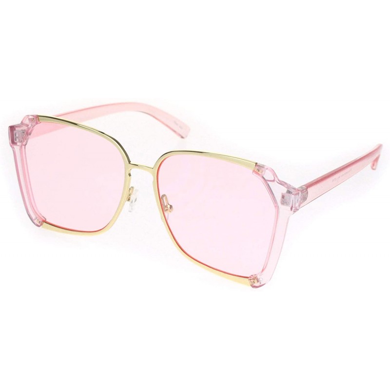 Butterfly Womens Futuristic Flat Lens Designer Fashion Butterfly Sunglasses - Pink Gold Solid Pink - C718O9HNIGQ $13.64