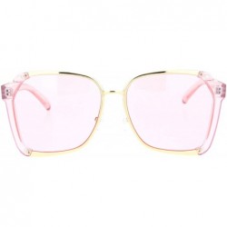 Butterfly Womens Futuristic Flat Lens Designer Fashion Butterfly Sunglasses - Pink Gold Solid Pink - C718O9HNIGQ $13.64