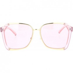 Butterfly Womens Futuristic Flat Lens Designer Fashion Butterfly Sunglasses - Pink Gold Solid Pink - C718O9HNIGQ $13.64