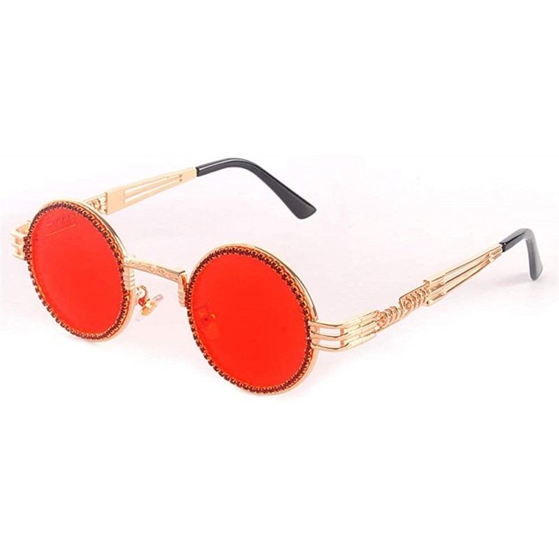 Round Vintage Sunglasses Designer Colorful Rhinestone - C618UTYHYD0 $14.45