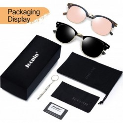 Semi-rimless Semi Rimless Polarized Sunglasses Women Men Retro Brand Sun Glasses - Gloss Black+classic Pink - C7196Z6Z49G $19.59