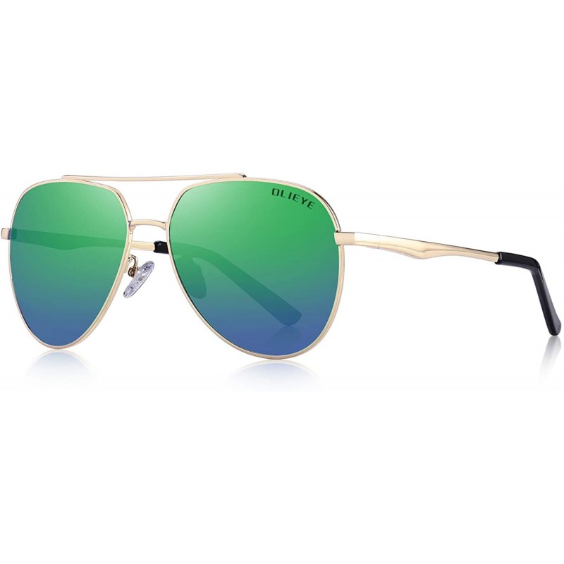 Aviator Retro Unisex Polarized Sunglasses for Men/Women-100% UV protection - Green Mirror - CJ18MH82RXL $21.57