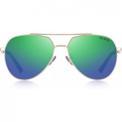 Aviator Retro Unisex Polarized Sunglasses for Men/Women-100% UV protection - Green Mirror - CJ18MH82RXL $21.57