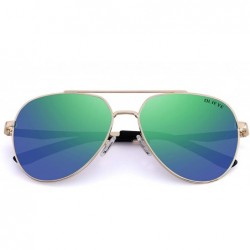 Aviator Retro Unisex Polarized Sunglasses for Men/Women-100% UV protection - Green Mirror - CJ18MH82RXL $21.57