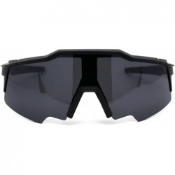 Oversized Robotic Futuristic Shield Plastic Sport Solid Black Lens Sunglasses - Matte Black - CB18Z3KL008 $24.14