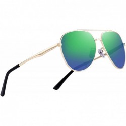 Aviator Retro Unisex Polarized Sunglasses for Men/Women-100% UV protection - Green Mirror - CJ18MH82RXL $21.57