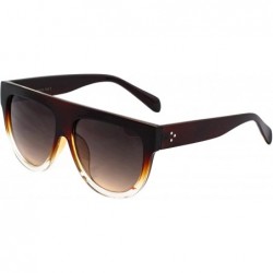 Aviator Vintage Shadow Designer Flat Top Aviator Oversize Women Gradient Sunglasses - Brown - White 2 - C91864MASK0 $19.41