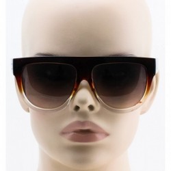 Aviator Vintage Shadow Designer Flat Top Aviator Oversize Women Gradient Sunglasses - Brown - White 2 - C91864MASK0 $10.22