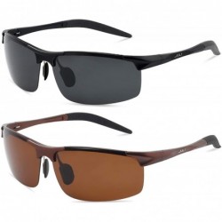 Sport Polarized Sunglasses for Men Women Driving Fishing Running 8177 - 2 Pack(black+brown) - CG192HR9H8X $23.56