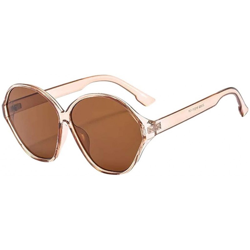 Oval UV Protection Sunglasses for Women Men Full rim frame Round Plastic Lens and Frame Sunglass - D - CM1902Y0954 $7.25