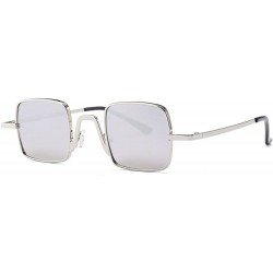 Square Small Square Sunglasses Men Retro Gold Metal Frame Cute Sun Glasses for Women - Silver - CX18DQRGIZ4 $12.52