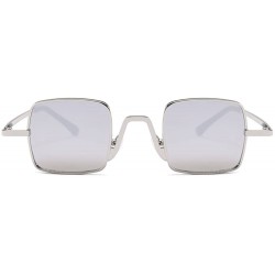 Square Small Square Sunglasses Men Retro Gold Metal Frame Cute Sun Glasses for Women - Silver - CX18DQRGIZ4 $12.52