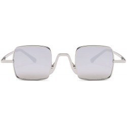 Square Small Square Sunglasses Men Retro Gold Metal Frame Cute Sun Glasses for Women - Silver - CX18DQRGIZ4 $12.52