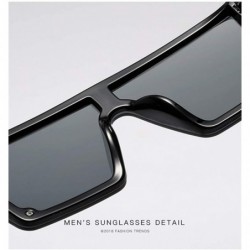 Oversized Men Women Fashion Lady Square Frame Flat Top Mirror UV400 Sunglasses for Male and Female Driving 5121 - Brown - CW1...