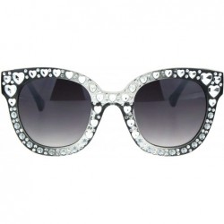 Butterfly Bling Heart Design Butterfly Frame Sunglasses Womens Fashion UV 400 - Grey Silver (Smoke) - CF18S2240MY $14.23