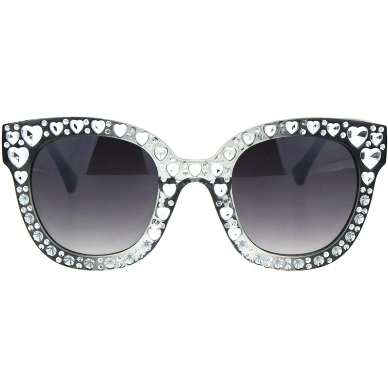 Butterfly Bling Heart Design Butterfly Frame Sunglasses Womens Fashion UV 400 - Grey Silver (Smoke) - CF18S2240MY $14.23