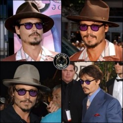 Round Johnny Depp Tony Stark Oval Sunglasses Fashion Men Women Vintage Sunglasses Transparent Sunglasses Gradation Lens - CW1...