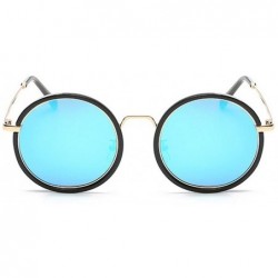 Round Retro Men Women Sunglasses Metal Polarized Vintage Round Polarized Glasses Eyewear - Blue - CL18D89Y9OT $17.81