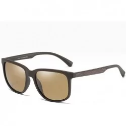 Square UV400 Polarized Sunglasses Men Tr90 Ultra Light Driving Male Sun Glasses TAC - Brown - CT18A75E0HC $21.22