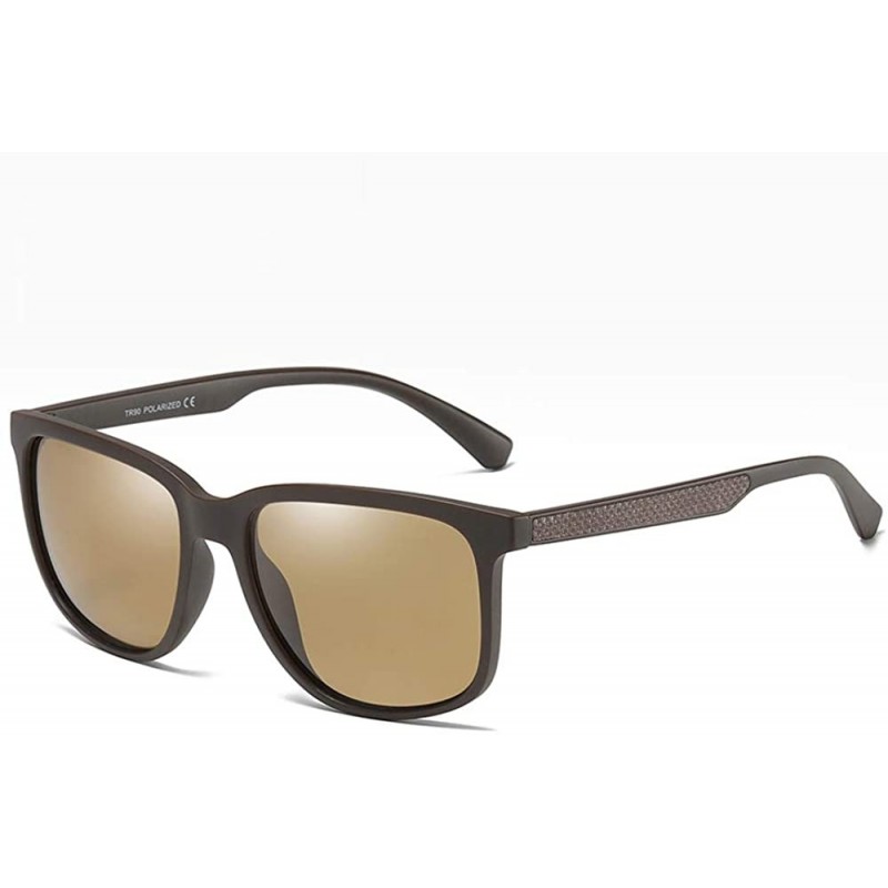 Square UV400 Polarized Sunglasses Men Tr90 Ultra Light Driving Male Sun Glasses TAC - Brown - CT18A75E0HC $25.18