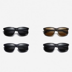 Square UV400 Polarized Sunglasses Men Tr90 Ultra Light Driving Male Sun Glasses TAC - Brown - CT18A75E0HC $11.60