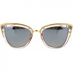 Round Runway Fashion Metal Bridge Trim Oversized Cat Eye Sunglasses - Pink Silver Mirror - C7184IW4ENI $22.93