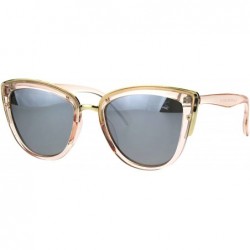 Round Runway Fashion Metal Bridge Trim Oversized Cat Eye Sunglasses - Pink Silver Mirror - C7184IW4ENI $12.25