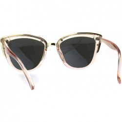 Round Runway Fashion Metal Bridge Trim Oversized Cat Eye Sunglasses - Pink Silver Mirror - C7184IW4ENI $12.25
