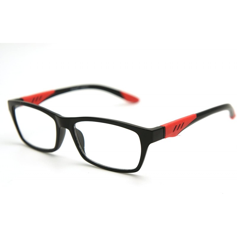 Rectangular Double Injection Lightweight Reading Glasses Free Pouch 53mm-17mm-146mm - Matte Black Matte Red - CG12O5V25OG $18.74